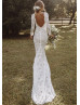 Long Sleeves Ivory Lace Low Back Timeless Wedding Dress